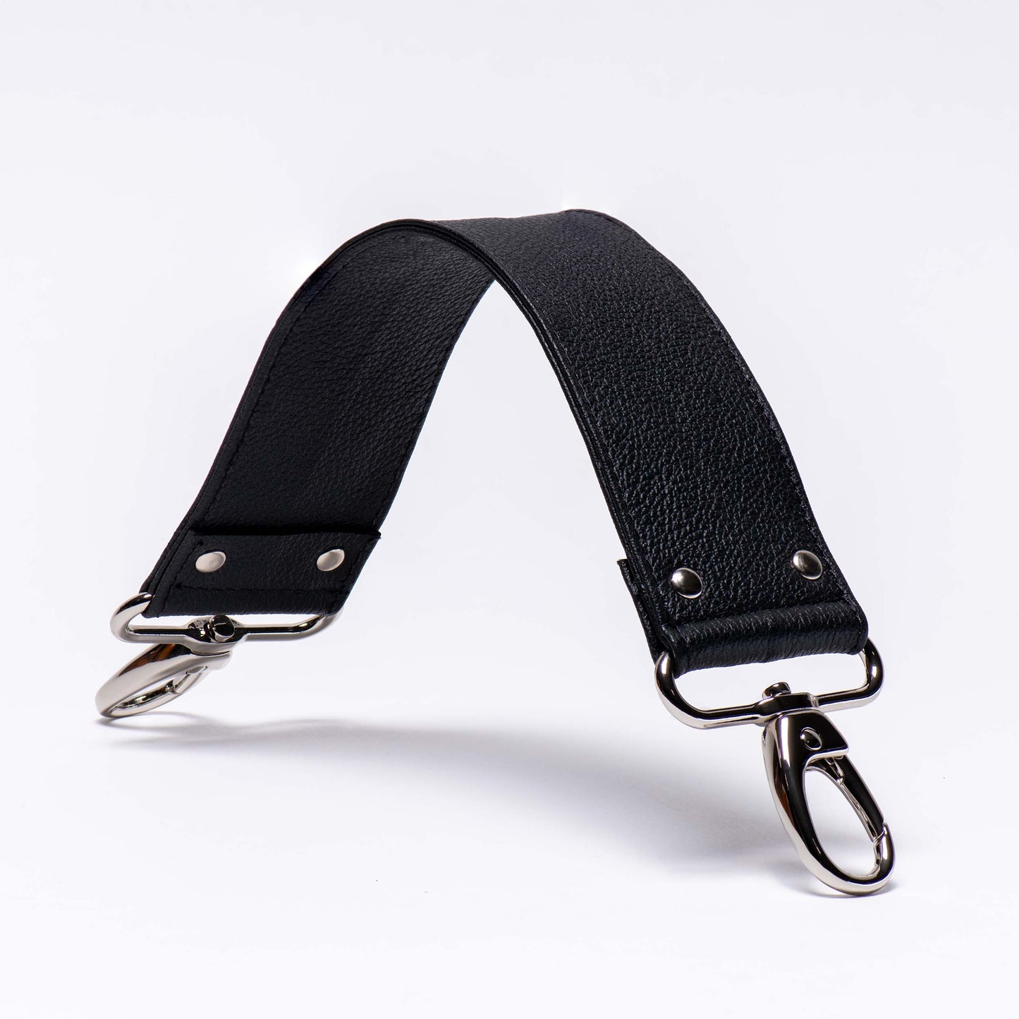 Black Pigmented Grain Short Handle Leather Purse Strap Replacement 2" Width