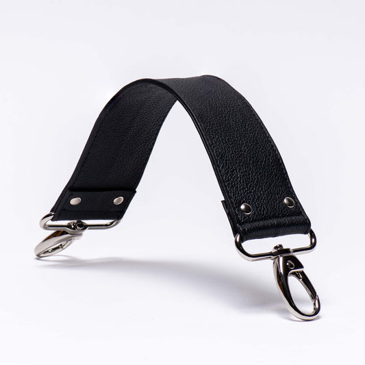 Black Pigmented Grain Crossbody Shoulder Leather Purse Strap Replacement 2" Width
