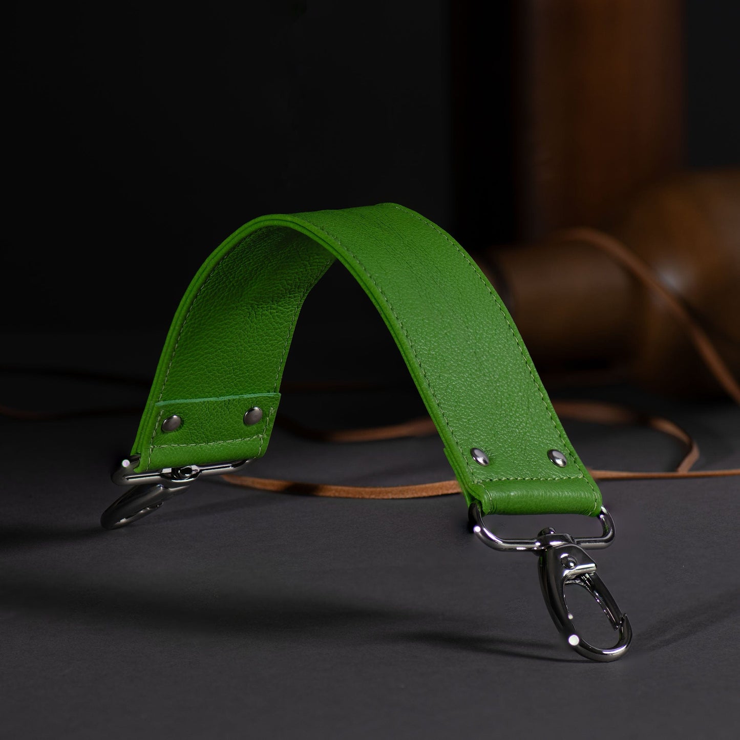 Lime Pigmented Grain Shoulder Strap Leather Purse Strap Replacement 2" Width