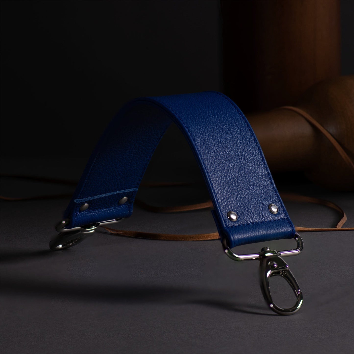Royal Blue Pigmented Grain Shoulder Strap Leather Purse Strap Replacement 2" Width
