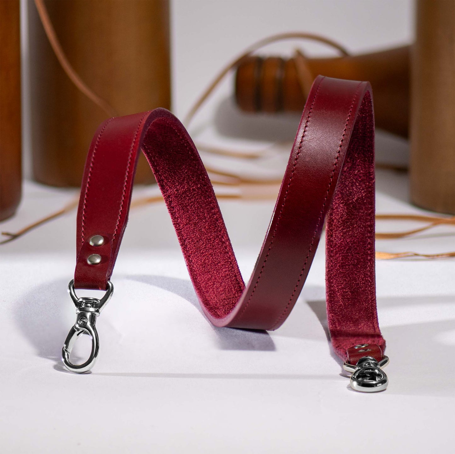 Leather Purse Strap Soft Suede Lining Wine Color