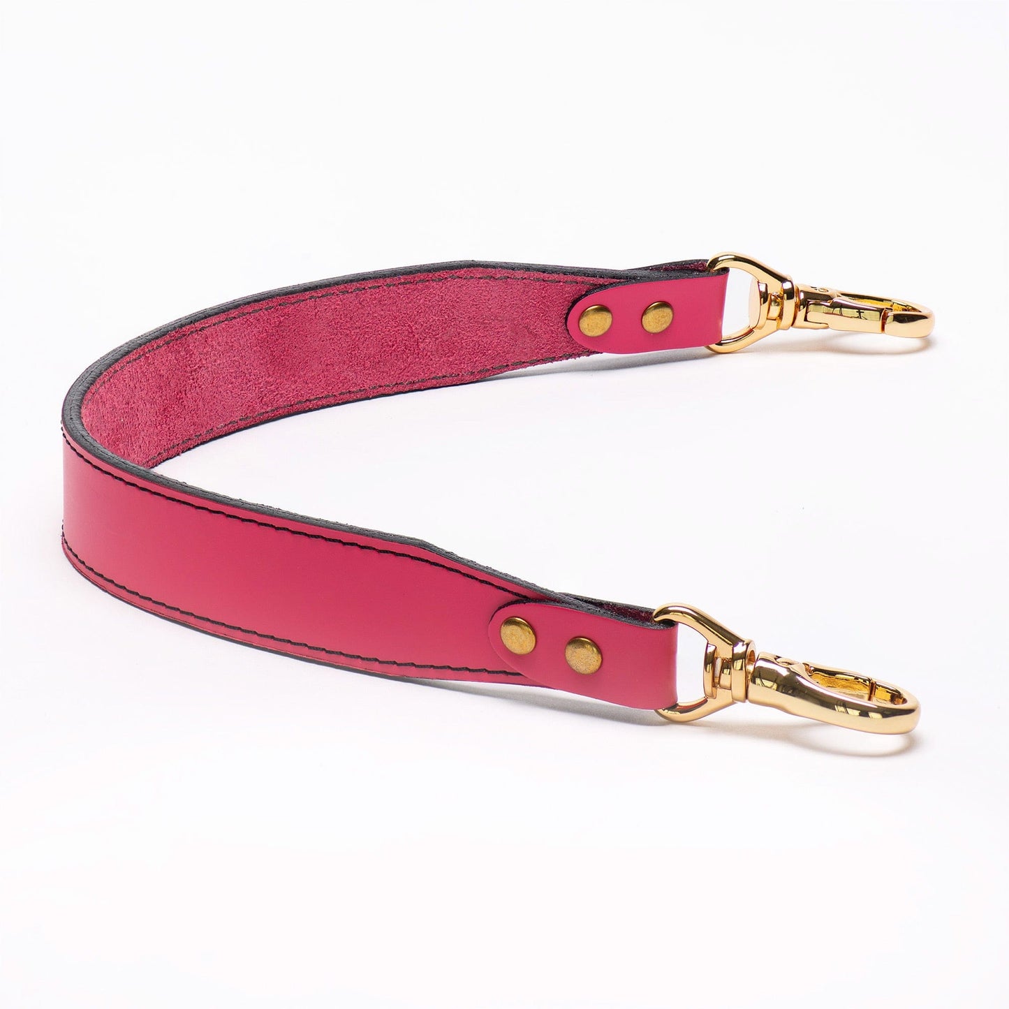 Hot Pink Leather Purse Strap 1" Crossbody Suede Lining