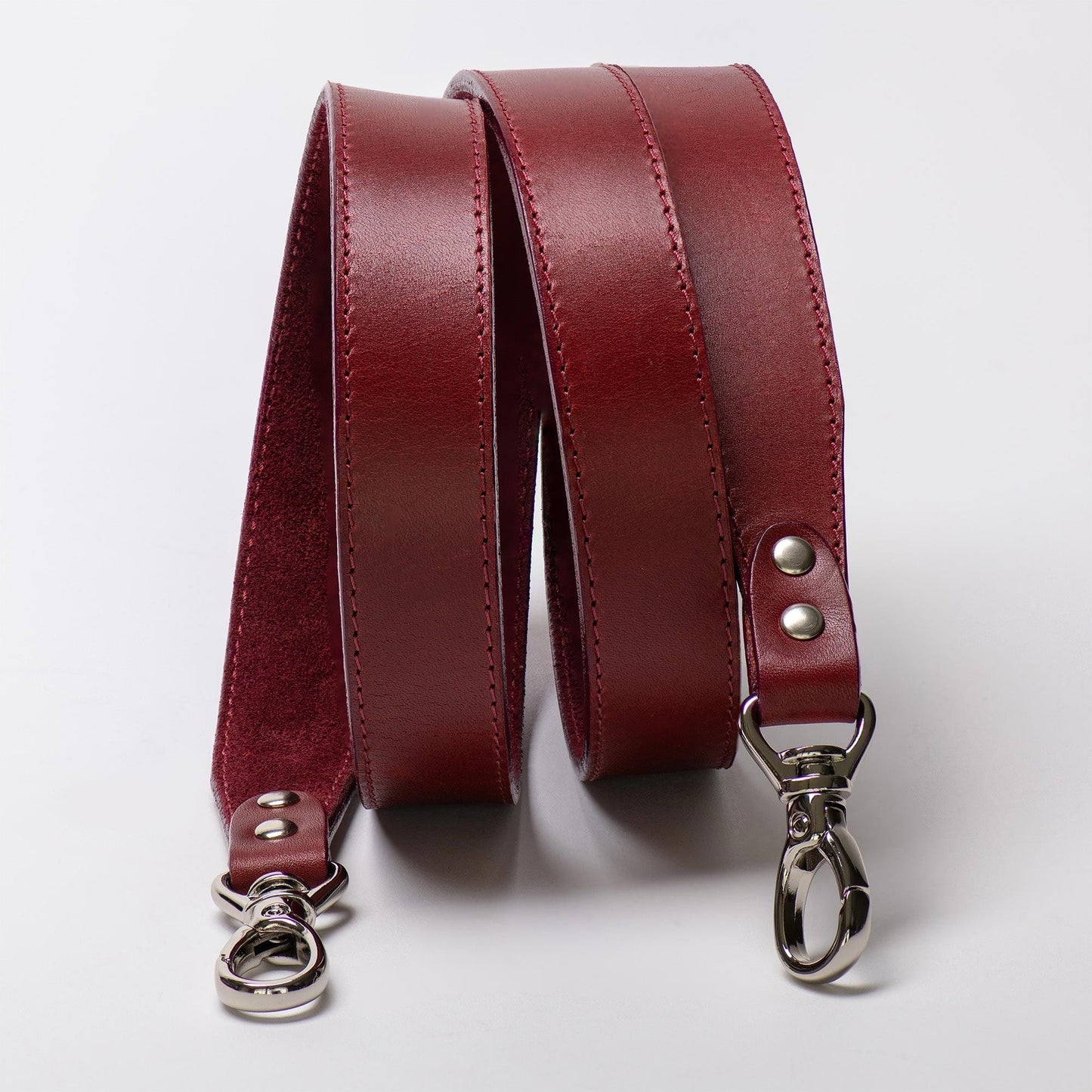 Leather Purse Strap Soft Suede Lining Wine Color