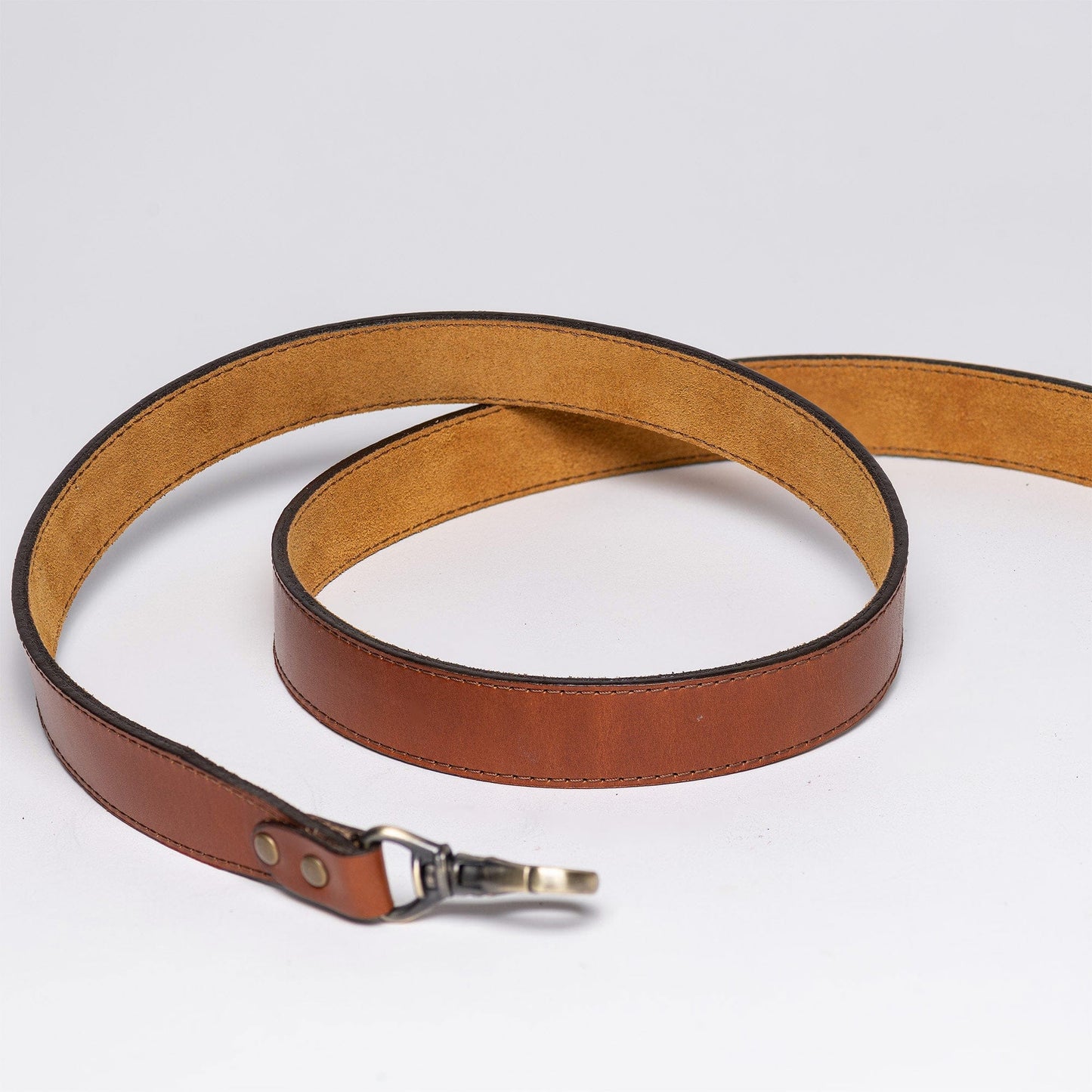Cognac Leather Suede Purse Strap 1" Crossbody