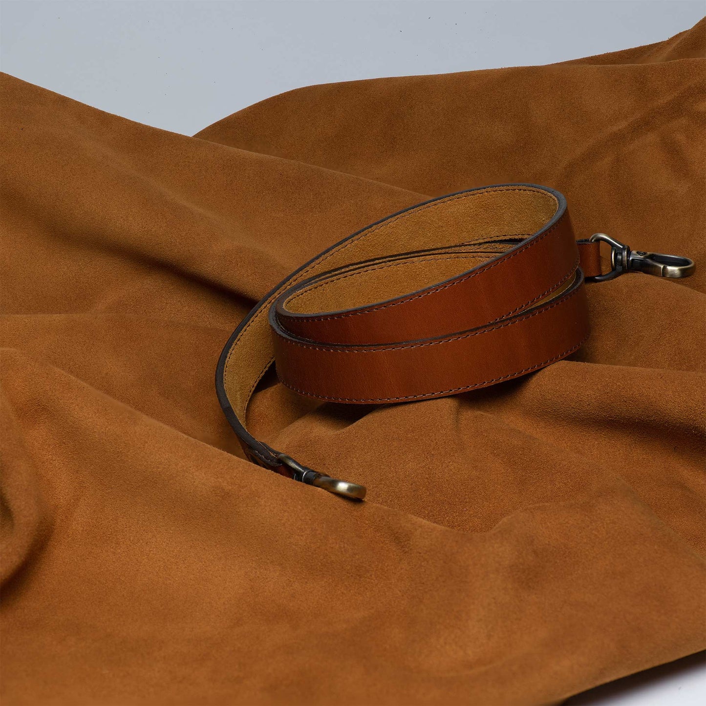 Cognac Leather Suede Purse Strap 1" Crossbody