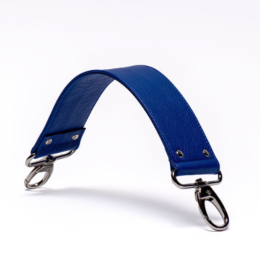 Royal Blue Pigmented Grain Short Handle Leather Purse Strap Replacement 2" Width