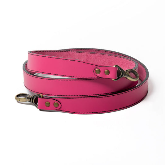 Hot Pink Leather Purse Strap 1" Crossbody Suede Lining